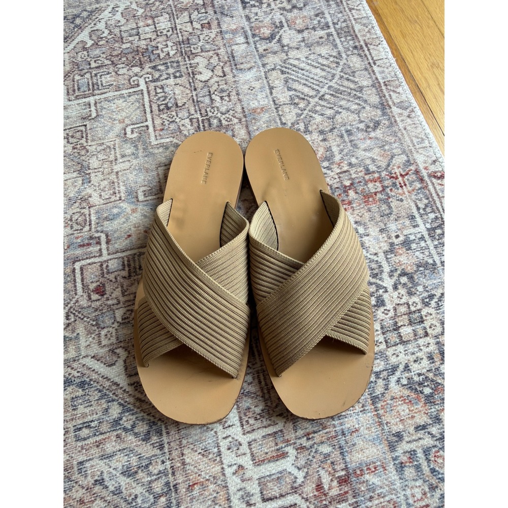 Everlane The Day Crossover Sandal Tan Knit Slide Women Size 9 Brazil Made - Picture 2 of 7